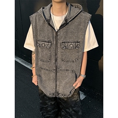 牛仔马甲春夏坎肩马夹宽松休闲无袖背心外套上衣MJ02553-P63，男装背心/马甲，星座308B-2