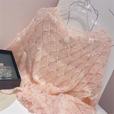 重工鸵鸟毛钉珠亮片毛衣，女装针织衫/毛衣，WOOKSING