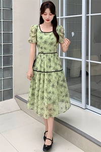 【Miss】蝴蝶结雪纺洋气印花连衣裙2026夏季商场专柜品牌女装图片