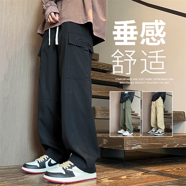 秋季新款工装裤男款美式潮牌直筒阔腿裤子宽松休闲长裤K523-P43,男装工装外套,星座308B-2