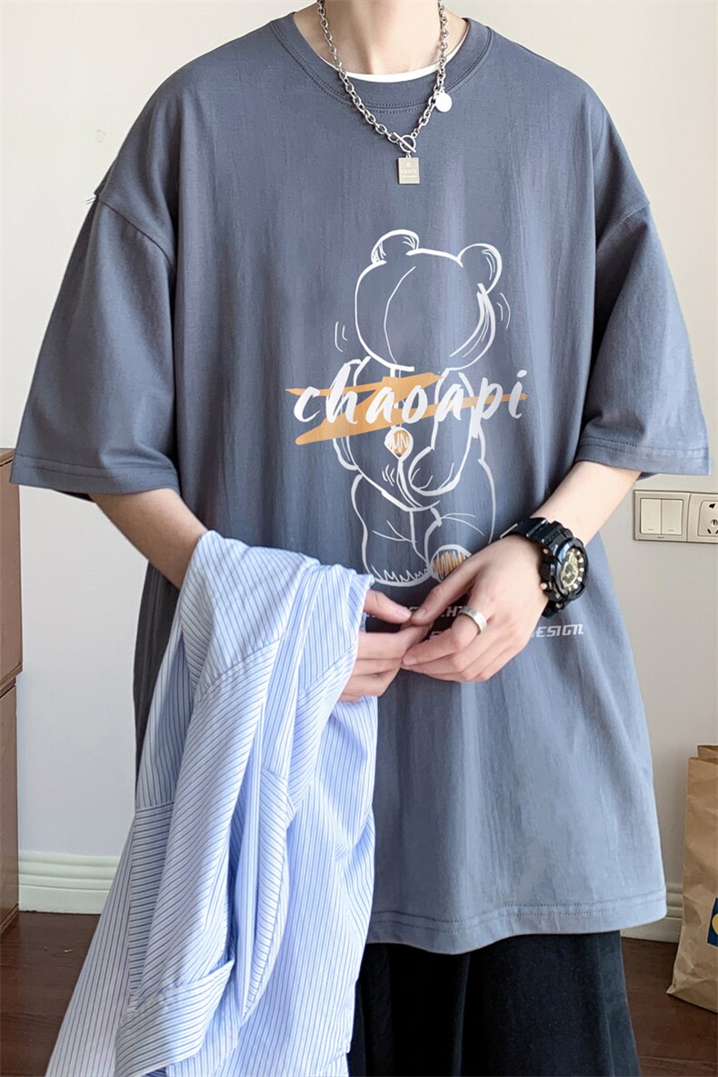 ！版权！2025夏季男士纯棉印花短袖T恤半袖T2418特P19,男装T恤,电商B220