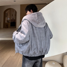 xz514-816-P125新款上线【座山雕】毛绒连帽棉服加绒，男装棉衣，星座514