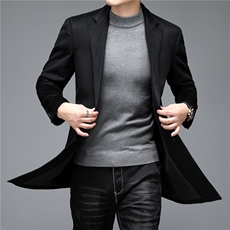 羊毛大衣男厚款休闲外套中年男士休闲西服领上衣ALXB8205-P330，男装西服，电商B212（原钱塘6029）