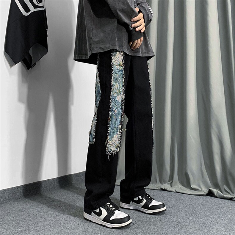 B221美式ins高街小众个性男女情侣休闲牛仔裤LK23002-P60控78,男装牛仔裤,电商B221