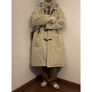 1港风牛角扣加棉呢大衣可拆卸帽大码M-5XL外套男FY8716P138控188图片
