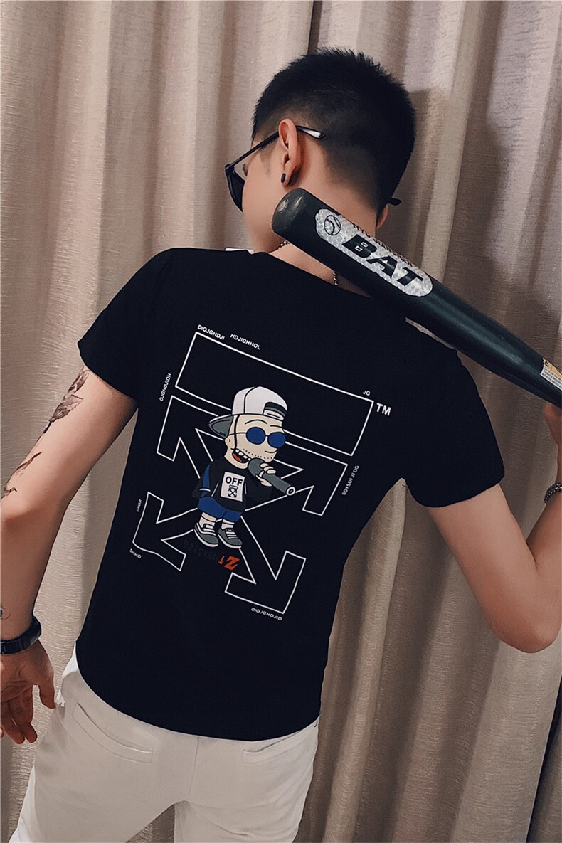 2021夏季短袖印花T恤社会小伙潮男时尚修身半袖小衫301B-DT05,男装T恤,电商C301B