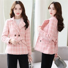 水貂绒短款外套女2024冬装新款韩版修身加厚气质小个子毛呢子上衣，女装毛呢外套，罗得堡