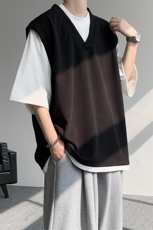 港风日系假两件短袖t恤男夏季重磅设计感小众半袖体恤DT003P48，男装T恤，电商B312