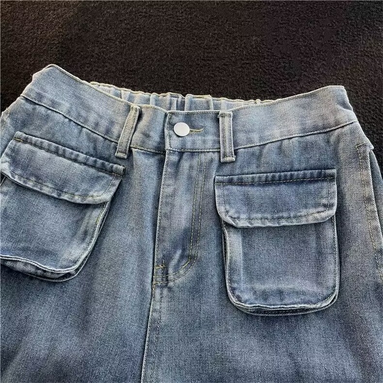 美式复古设计感多口袋牛仔裤夏高街小众直筒阔腿N5062P48,男装牛仔裤,星座1116-2