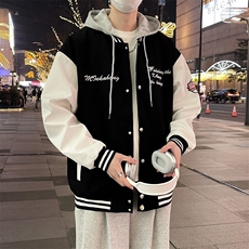 F155-P58日系潮牌宽松休闲连帽刺绣棒球服撞色拼接夹克外套男，男装夹克，星座512-6