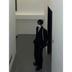 原版~戗驳领西装外套垫肩休闲宽松挺阔黑色男女西服夹克X892-P105，男装夹克，星座1004-3