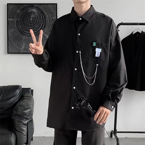长袖衬衫男港风日系春季韩版潮流帅气衬衣CT532P32图片
