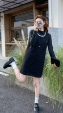 【春装现货】针织打底上衣+圆领亮片连衣裙2D148-2618-P185-K275，女装套装/套裙，2D148