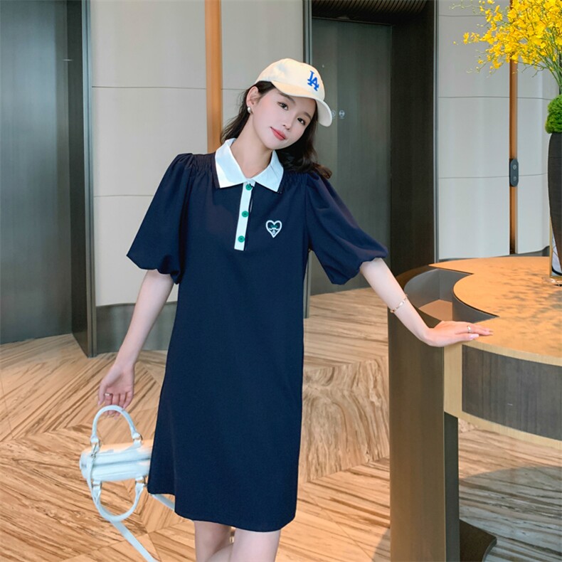 朗W专柜正品2024夏装新款polo领连衣裙设计感小众休闲T恤裙2569，女装连衣裙，帛香坊