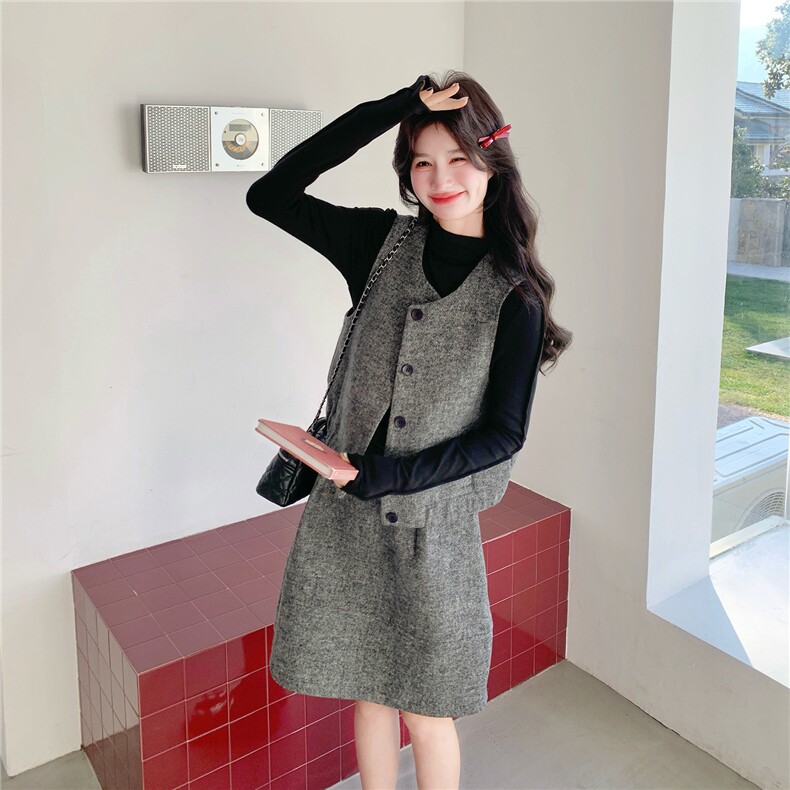 2026春装新款气质叠穿马甲T恤半身裙三件套女605-P205-K328,女装套装/套裙,2C126