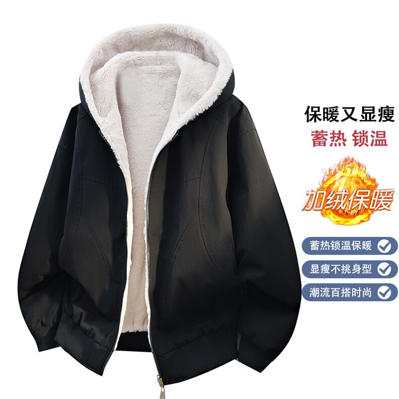 座山雕加绒加厚棉衣外套新款重磅情侣两面穿夹克 A436-8882-P100图片