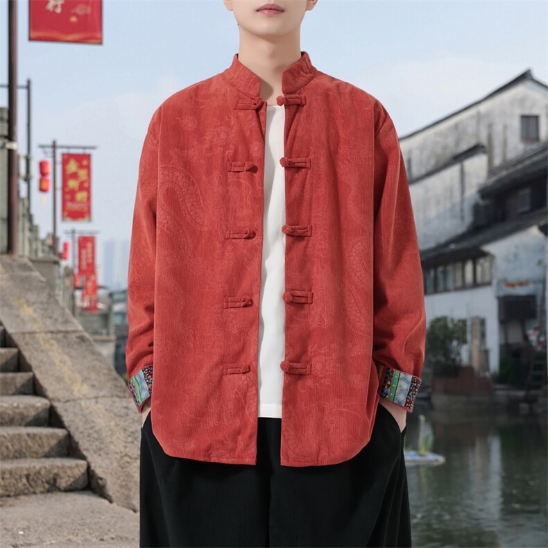 男士衬衫外套灯芯绒夹克盘扣立领风 XZ1512-2512-P55图片