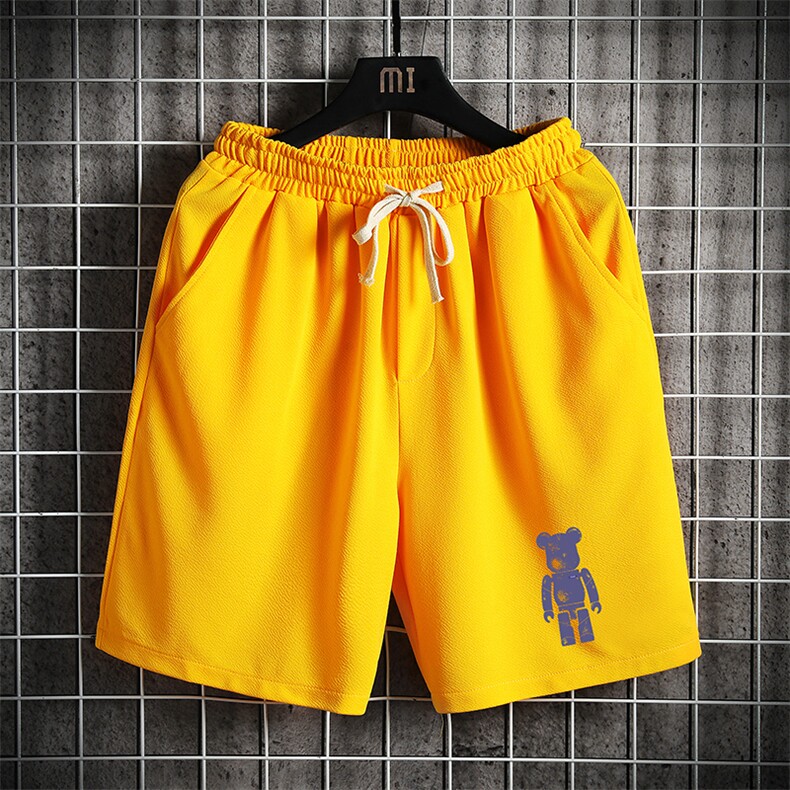 MK37242-P15冰丝短裤男士大码宽松休闲五分裤男运动中裤网格,男装休闲裤,电商A040A