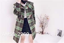 格子呢料长款外套，其它，AMSS 艾玛莎莎