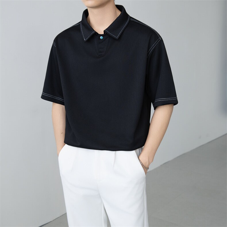 夏男翻领POLO衫拼色男休闲宽松休闲衬衣小伙A236-82570-P50,男装Polo衫,电商A236