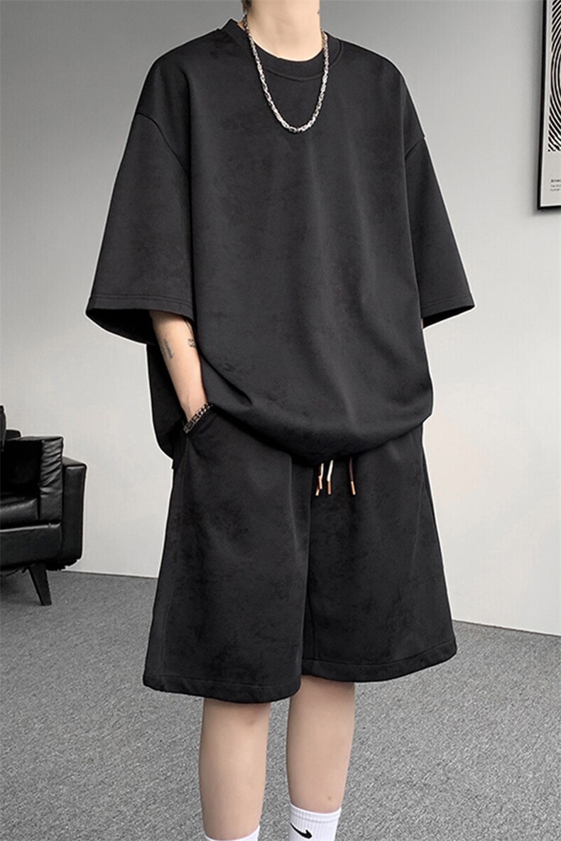 8XL-M青少年扎染短袖t恤休闲运动套装男生夏季宽松大码TZ38001P55,男装T恤,电商B312