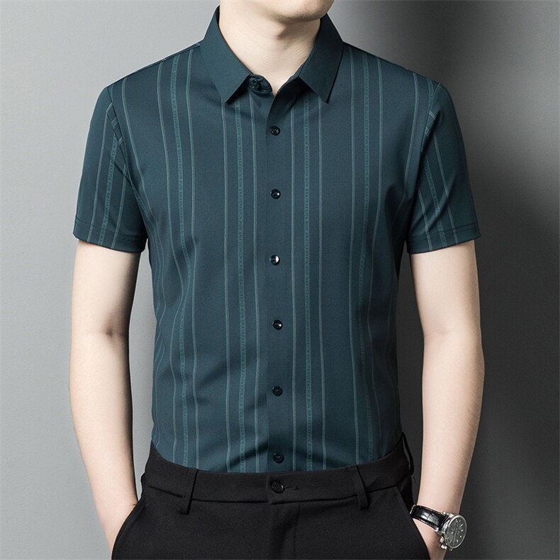 短袖男士夏季休闲商务中年爸爸装半袖透气薄款上衣服QST923-P60图片