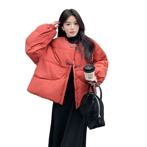 温柔风毛领红色羽绒服女冬季2025新款超好看流行短款甜美风爆款图片