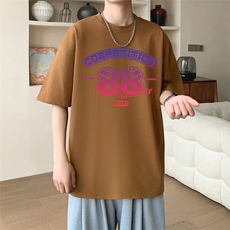 新款夏季男装纯棉短袖T恤落肩款英文字母印花时尚休闲上衣，男装T恤，星座1013