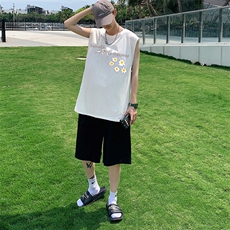 ！港风2023夏季无袖背心男加肥加大码宽松短袖T恤男BX263-P20，男装背心/马甲，电商B371
