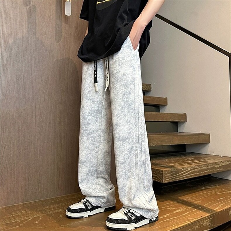扎染脏脏裤男款秋季美式高街vibe裤子休闲百搭晕染运动卫裤XXK156,男装休闲裤,星座208-5