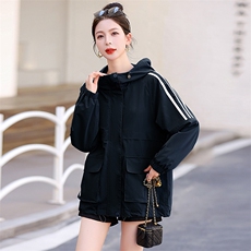 秋季新款休闲风衣胖MM200斤宽松显瘦减龄大码外套女，女装风衣，妃曼