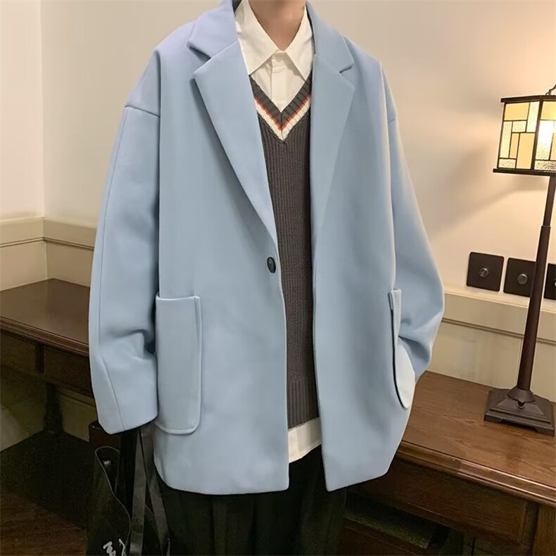 毛呢大衣男2023冬季新款潮牌ins港风宽松高街感痞帅外套W3800-P58,男装毛呢大衣,星座412-2