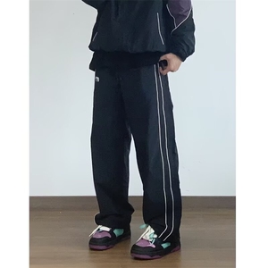 2025春秋运动长裤男高中生深蓝色校服裤女白条红边学生运动直筒裤图片