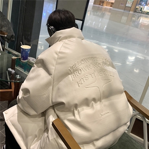 港风鳄鱼纹钢印字母图案设计大码休闲潮流棉衣男MY77727P128控168图片