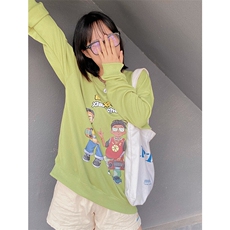 港风模特情侣款卡通动漫印花卫衣长袖T恤女上衣WY313P35限48，男装卫衣，电商A089-1