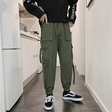 2021春秋装新款休闲工装裤宽松港风大码束脚裤哈伦九分裤K822-P55，男装休闲裤，电商A009A（原A058A）