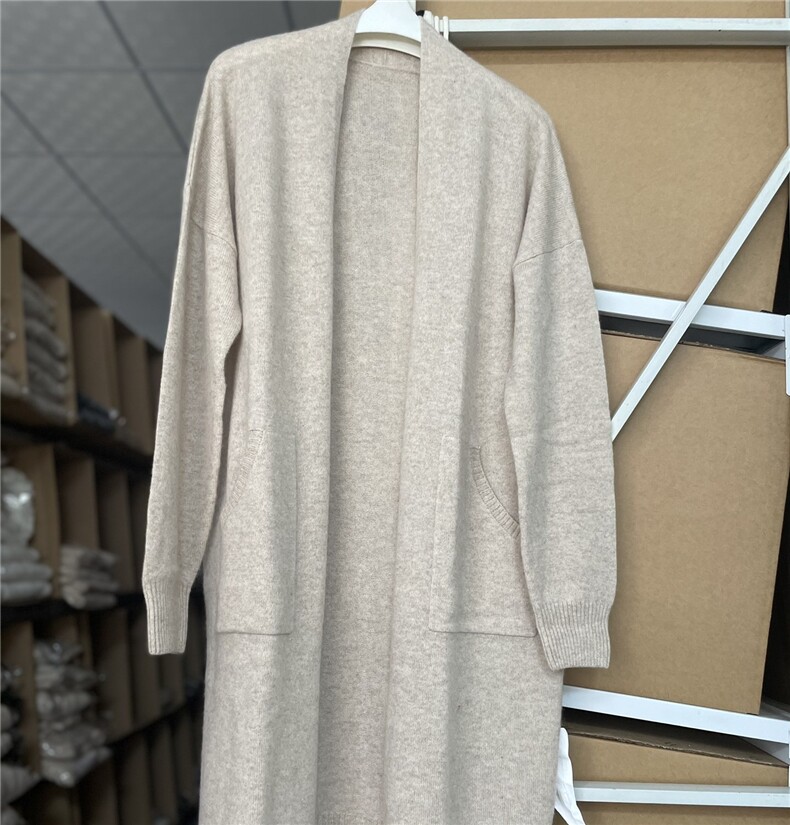 针织开衫女外套春秋薄款长袖外搭防晒披肩35%羊绒，女装羊绒衫，以美红杉羊绒