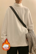 HD1438-TP28-48仿德绒半高领打底衫加绒保暖纯色T恤男卫衣，男装T恤，电商A102