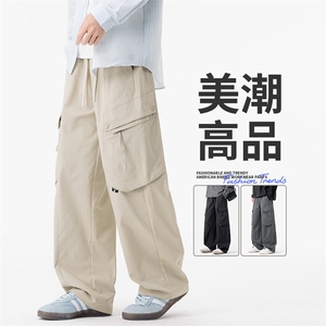GENIOLAMODE美式机能黑色工装裤子男士秋季新款防水直筒休闲裤子图片