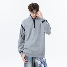 半拉链拼接男女同款纯色毛衣XZ503-MY76057P60控88，男装针织衫/毛衣，星座503-1
