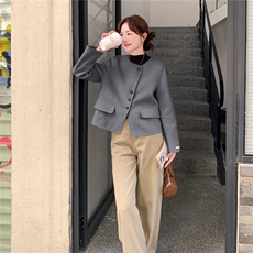 小香风短款毛呢外套女2025冬季新款韩系高级感气质双面呢羊毛大衣，女装毛呢外套，2C262