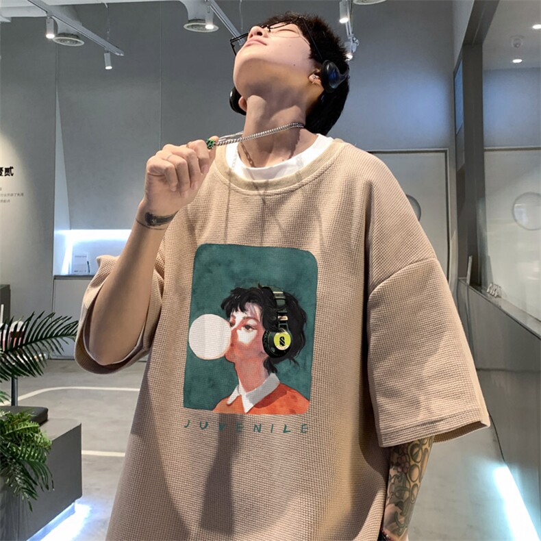 ！2025夏季新款男士透气华夫格短袖T恤半袖TXH2413特P19控38,男装T恤,电商B220