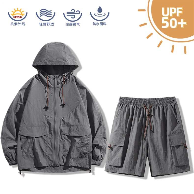 UPF50+薄款防晒衣套装2025夏季新款中性透气大码俩件套TZ2350-P50，男装休闲套装，星座1816-2（原1210–2）