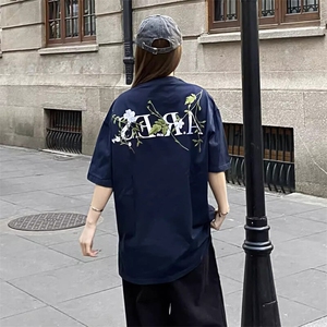 万针全刺绣工艺 高品质260克纯棉双纱美式宽松百搭短袖T恤 特P33图片