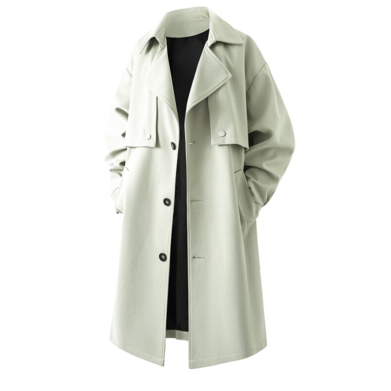 得物/直播【精品大货】风衣男中长款毛呢大衣男F911批125立体3DB图片