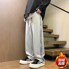木地板新款男百搭设计感加绒港风休闲裤K66H-P50，男装卫衣，星座717