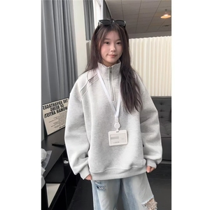 美式潮流休闲简约半拉链卫衣宽松男WY302-P45图片
