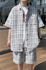 精品小香风衬衫式翻领夹克男潮大码宽松痞帅外套毛呢衬衣A012/p75，男装夹克，电商A012