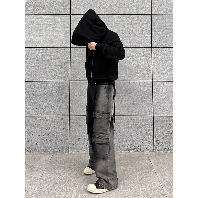 B221美式ins高街重工艺宽松做旧工装牛仔裤子LK23143-P80控108,男装牛仔裤,电商B221