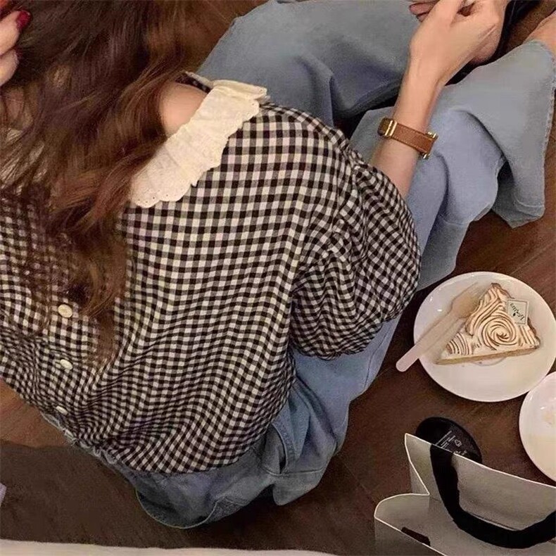 【现货】欧货小衫格子衬衫，女装衬衫，悠奈尔